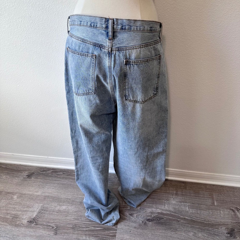 Asymmetric Criss Cross Edgy Streetwear Skater Baggy Jeans Womens 14 Blue - Picture 3 of 7